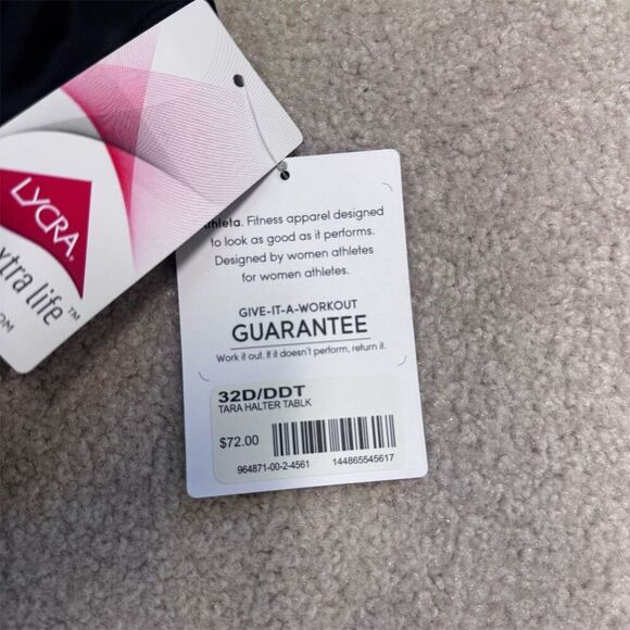 NWT Athleta Women's Halter Tankini Swim Top Black Size 32 Tall D Cup - Picture 4 of 4